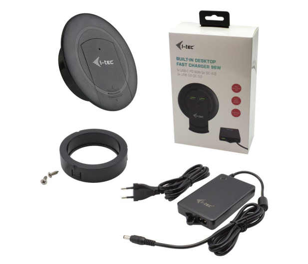 I-TEC Fast Charger Built-in DesktopUSB-C PD 3.0 + 3x USB 3.0 QC3.0 96W - do zabudowy biurkowej CHARGER96WD - 1057266 - zdjęcie 5